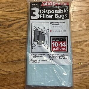 Shop-Vac 90662 10-14 Gallon Vacuum Disposable Filter Bags 3-Pack OEM - NEW